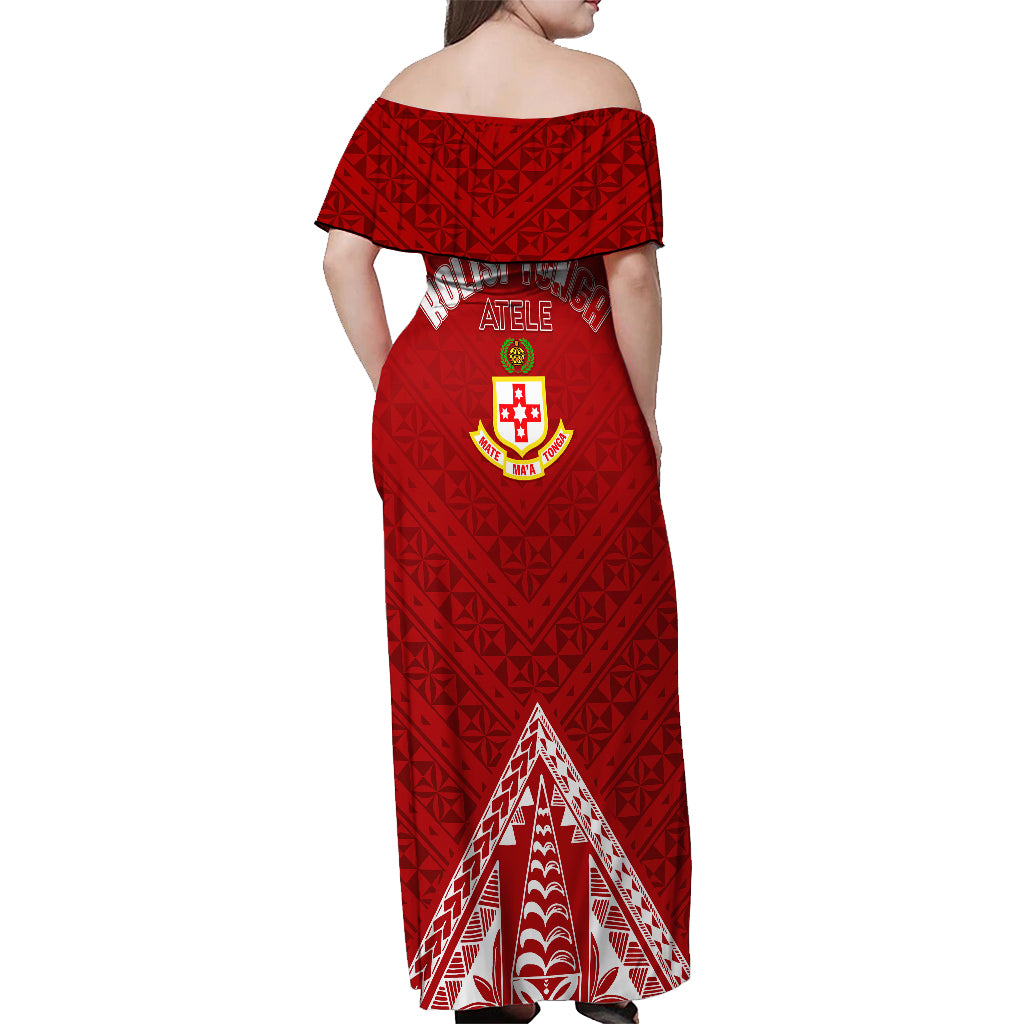 Personalised Kolisi Tonga Atele Off Shoulder Maxi Dress Tongan Kupesi - Special - Wonder Print Shop