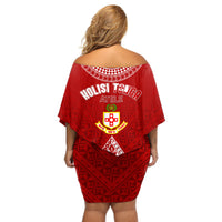 Personalised Kolisi Tonga Atele Off Shoulder Short Dress Tongan Kupesi - Special - Wonder Print Shop