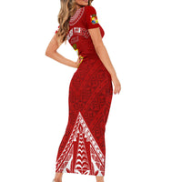 Personalised Kolisi Tonga Atele Short Sleeve Bodycon Dress Tongan Kupesi - Special - Wonder Print Shop