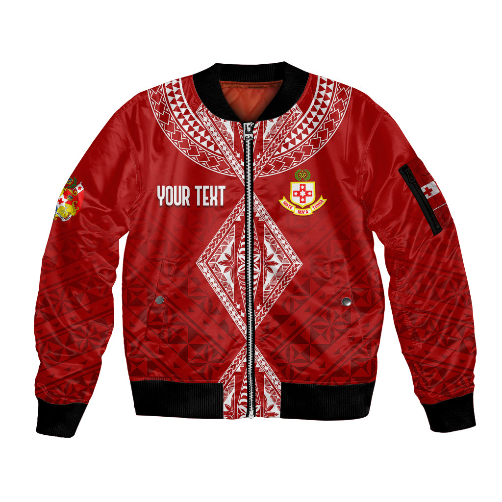 Personalised Kolisi Tonga Atele Sleeve Zip Bomber Jacket Tongan Kupesi - Special - Wonder Print Shop