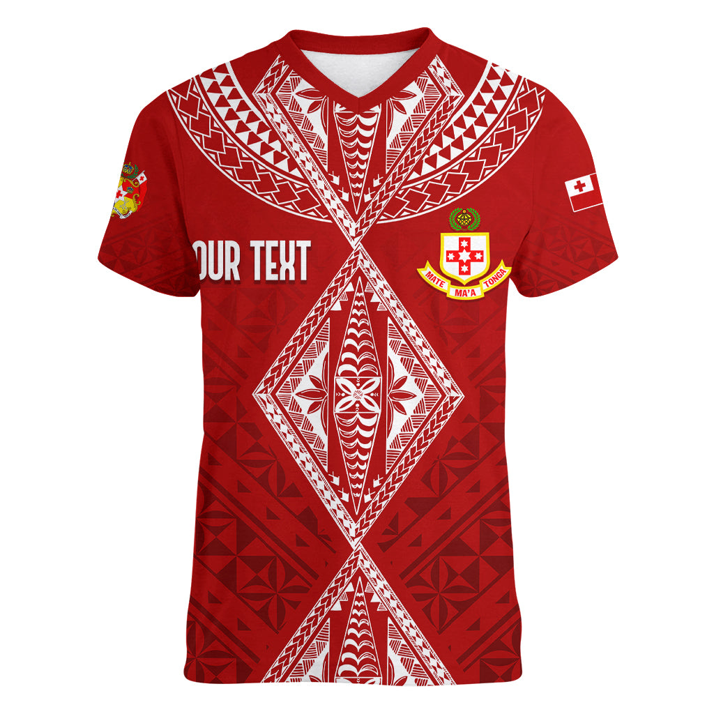 Personalised Kolisi Tonga Atele Women V Neck T Shirt Tongan Kupesi - Special - Wonder Print Shop