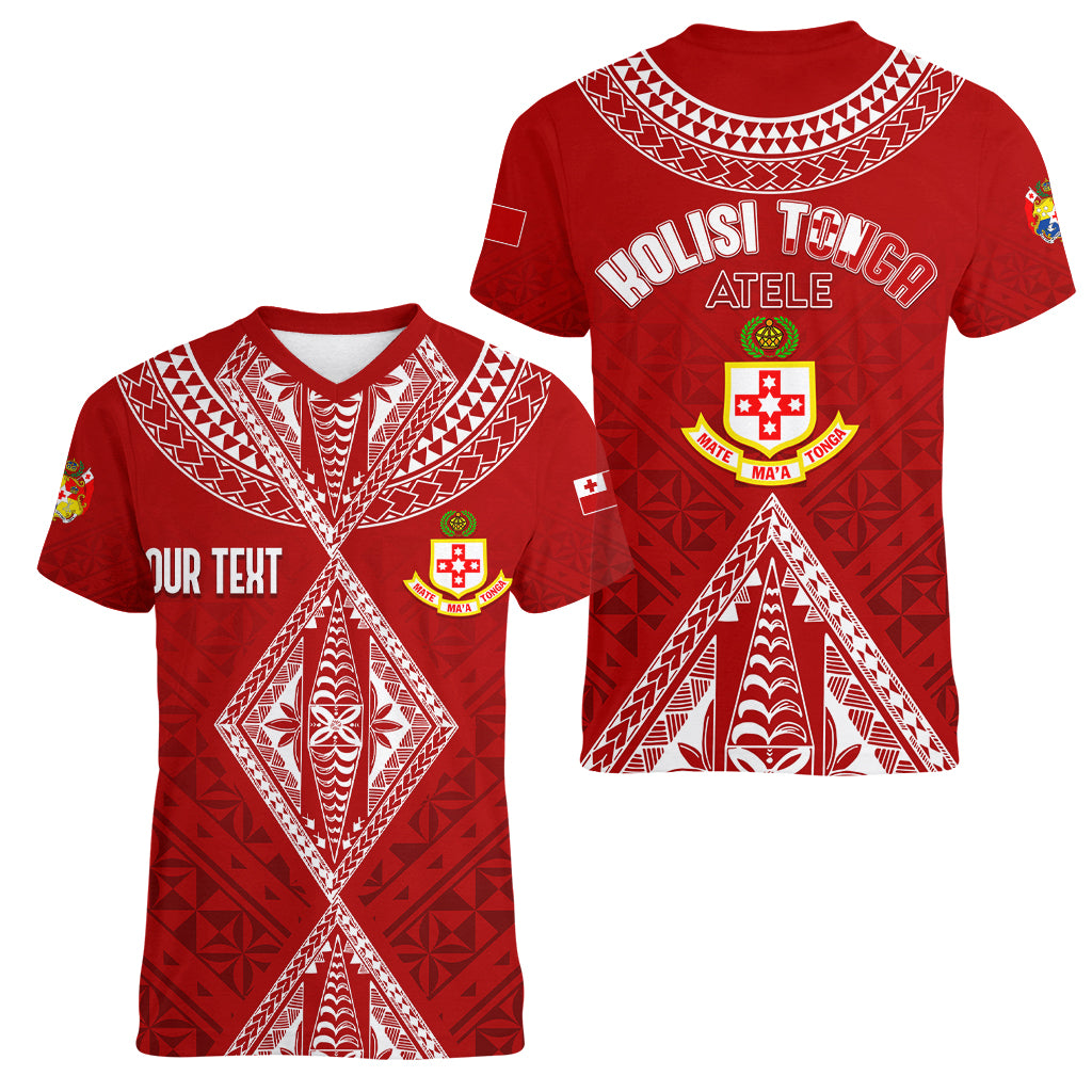 Personalised Kolisi Tonga Atele Women V Neck T Shirt Tongan Kupesi - Special - Wonder Print Shop