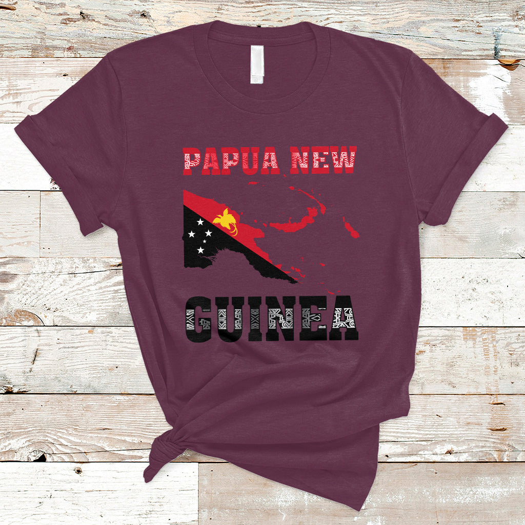 Papua New Guinea T Shirt PNG Map Mix Flag Color - Wonder Print Shop