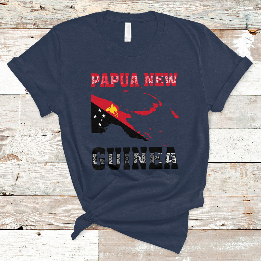Papua New Guinea T Shirt PNG Map Mix Flag Color - Wonder Print Shop