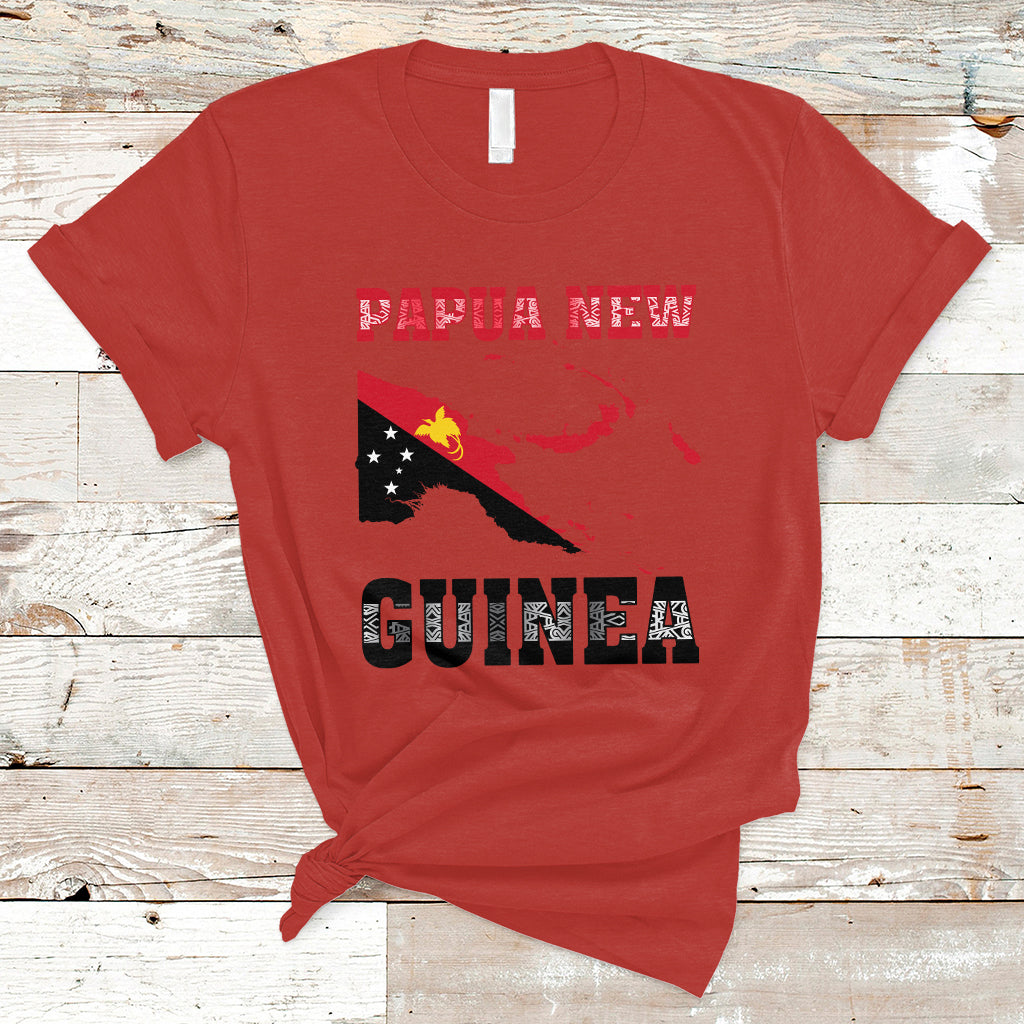 Papua New Guinea T Shirt PNG Map Mix Flag Color - Wonder Print Shop