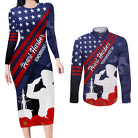 Pearl Harbor Remembrance Day Couples Matching Long Sleeve Bodycon Dress and Long Sleeve Button Shirt Poppy Mix Style LT7 - Wonder Print Shop
