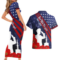 Pearl Harbor Remembrance Day Couples Matching Short Sleeve Bodycon Dress and Hawaiian Shirt Poppy Mix Style LT7 - Wonder Print Shop