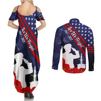 Pearl Harbor Remembrance Day Couples Matching Summer Maxi Dress and Long Sleeve Button Shirt Poppy Mix Style LT7 - Wonder Print Shop