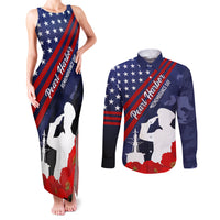 Pearl Harbor Remembrance Day Couples Matching Tank Maxi Dress and Long Sleeve Button Shirt Poppy Mix Style LT7 - Wonder Print Shop