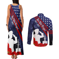 Pearl Harbor Remembrance Day Couples Matching Tank Maxi Dress and Long Sleeve Button Shirt Poppy Mix Style LT7 - Wonder Print Shop