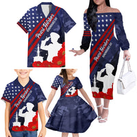 Pearl Harbor Remembrance Day Family Matching Off Shoulder Long Sleeve Dress and Hawaiian Shirt Poppy Mix Style - Wonder Print Shop