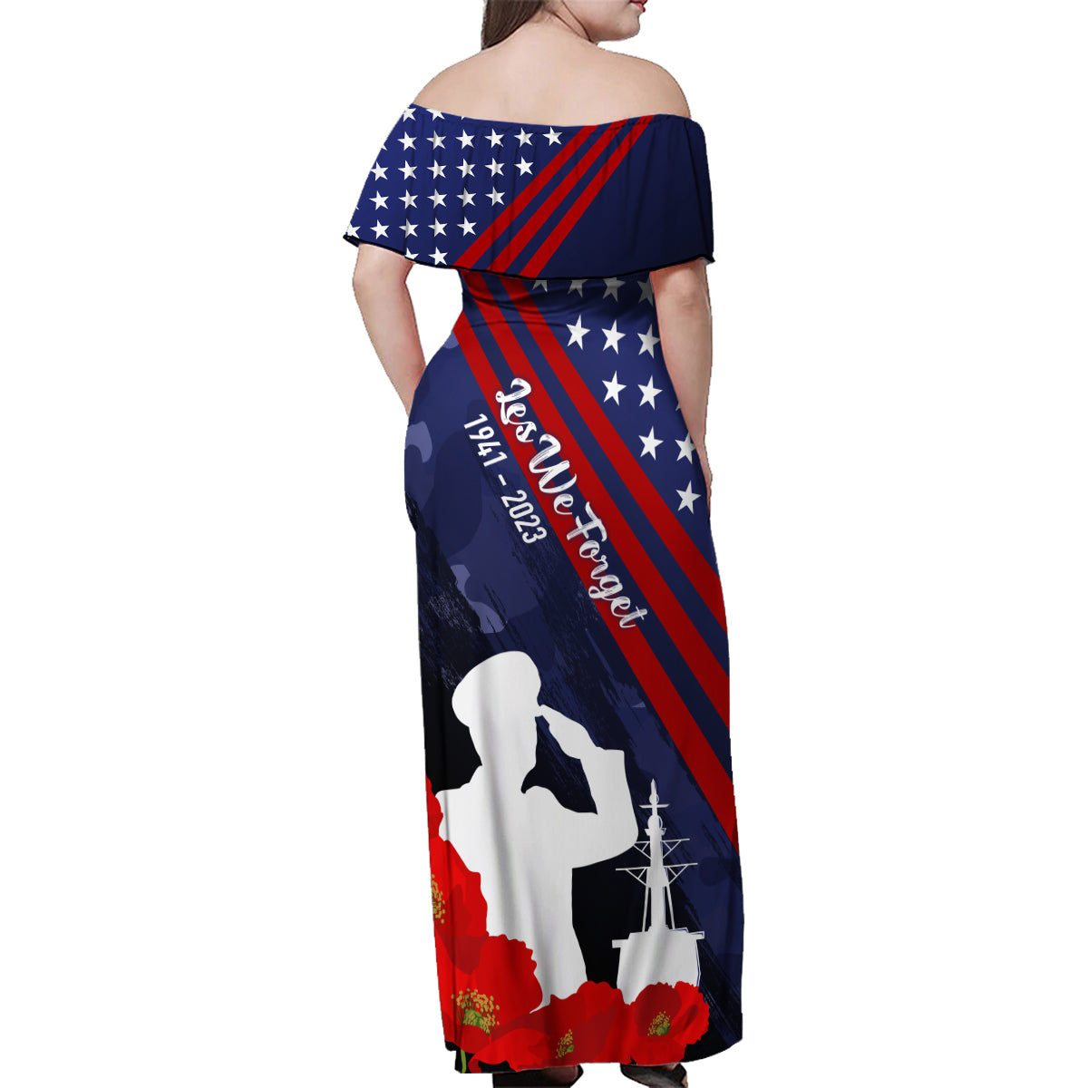 Pearl Harbor Remembrance Day Family Matching Off Shoulder Maxi Dress and Hawaiian Shirt Poppy Mix Style LT7 - Wonder Print Shop
