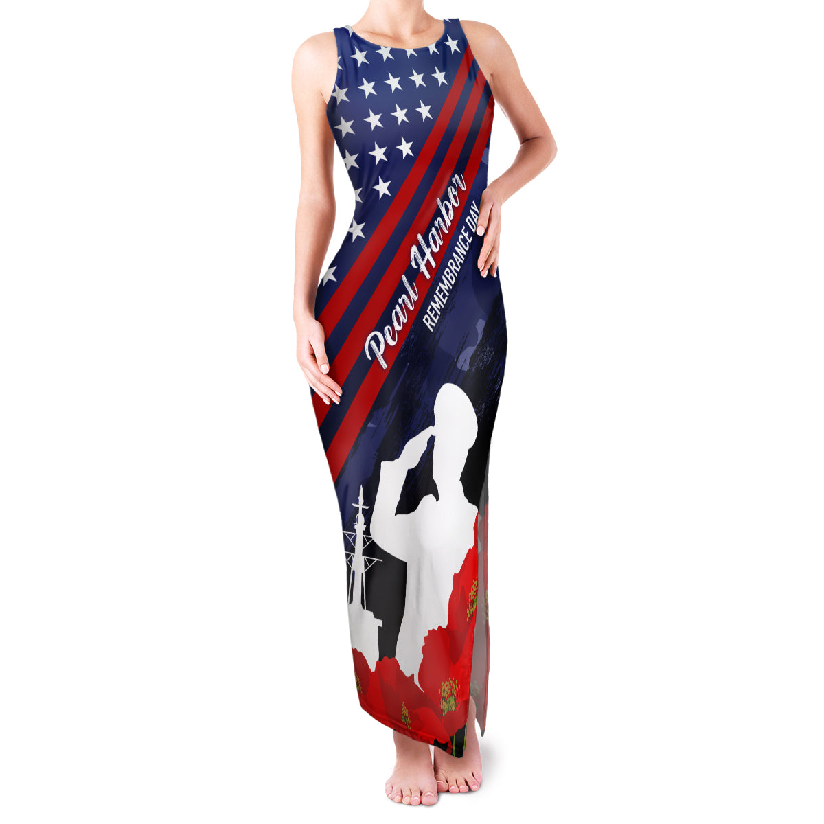 Pearl Harbor Remembrance Day Family Matching Tank Maxi Dress and Hawaiian Shirt Poppy Mix Style - Wonder Print Shop