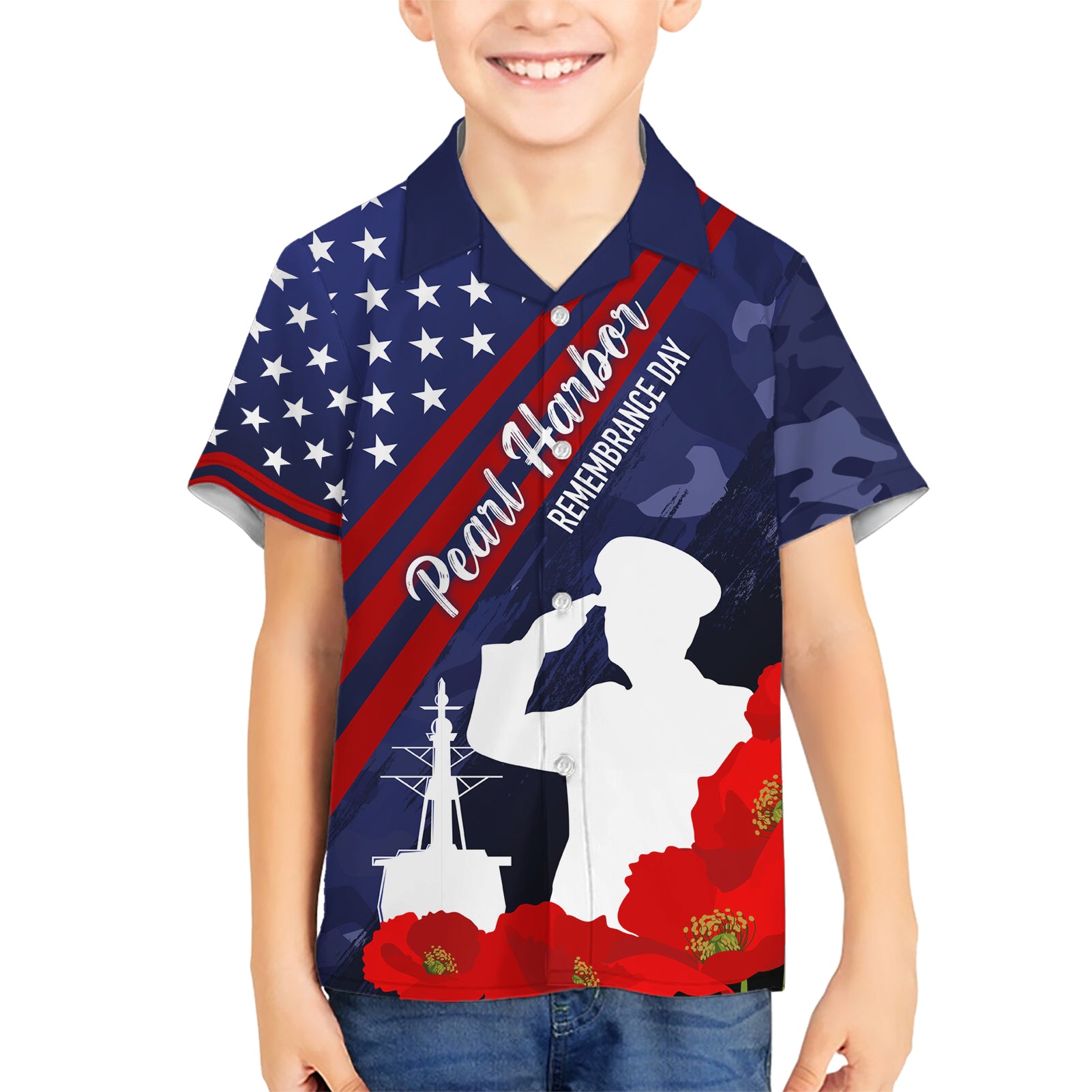 Pearl Harbor Remembrance Day Kid Hawaiian Shirt Poppy Mix Style - Wonder Print Shop