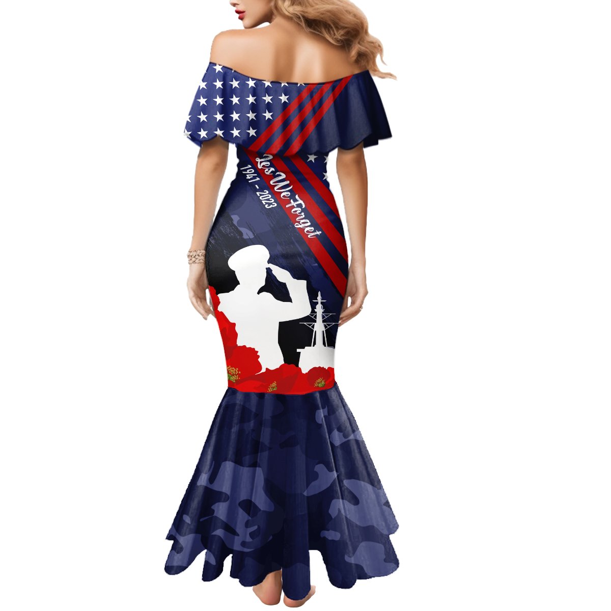 Pearl Harbor Remembrance Day Mermaid Dress Poppy Mix Style - Wonder Print Shop