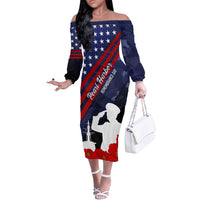 Pearl Harbor Remembrance Day Off The Shoulder Long Sleeve Dress Poppy Mix Style - Wonder Print Shop