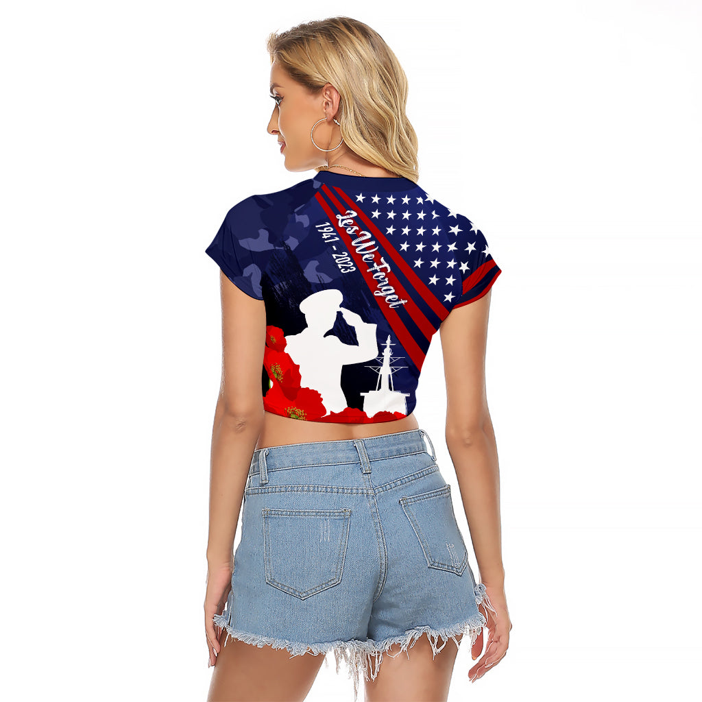 Pearl Harbor Remembrance Day Raglan Cropped T Shirt Poppy Mix Style - Wonder Print Shop