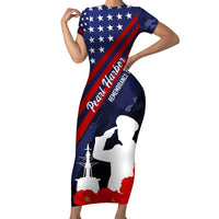 Pearl Harbor Remembrance Day Short Sleeve Bodycon Dress Poppy Mix Style - Wonder Print Shop