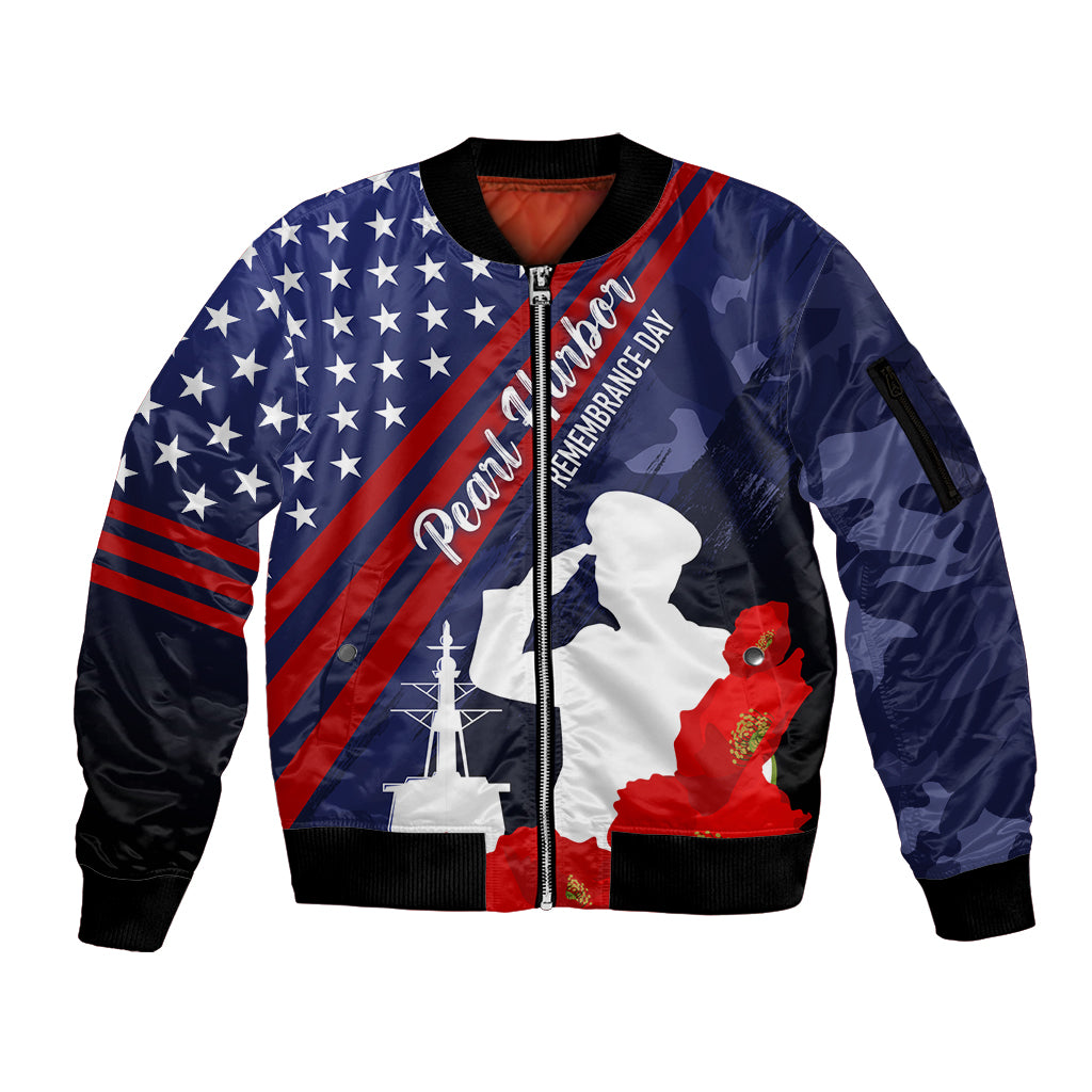 Pearl Harbor Remembrance Day Sleeve Zip Bomber Jacket Poppy Mix Style - Wonder Print Shop