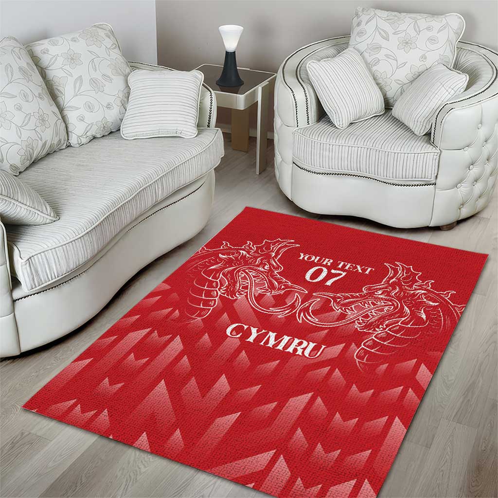 Wales Rugby Personalised Area Rug Heraldic Dragon Basic Red