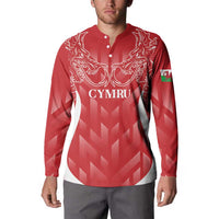 Wales Rugby Personalised Button Sweatshirt Heraldic Dragon Basic Red