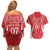 Wales Rugby Personalised Couples Matching Off Shoulder Short Dress and Hawaiian Shirt Heraldic Dragon Basic Red