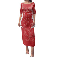 Wales Rugby Personalised Family Matching Puletasi and Hawaiian Shirt Heraldic Dragon Basic Red