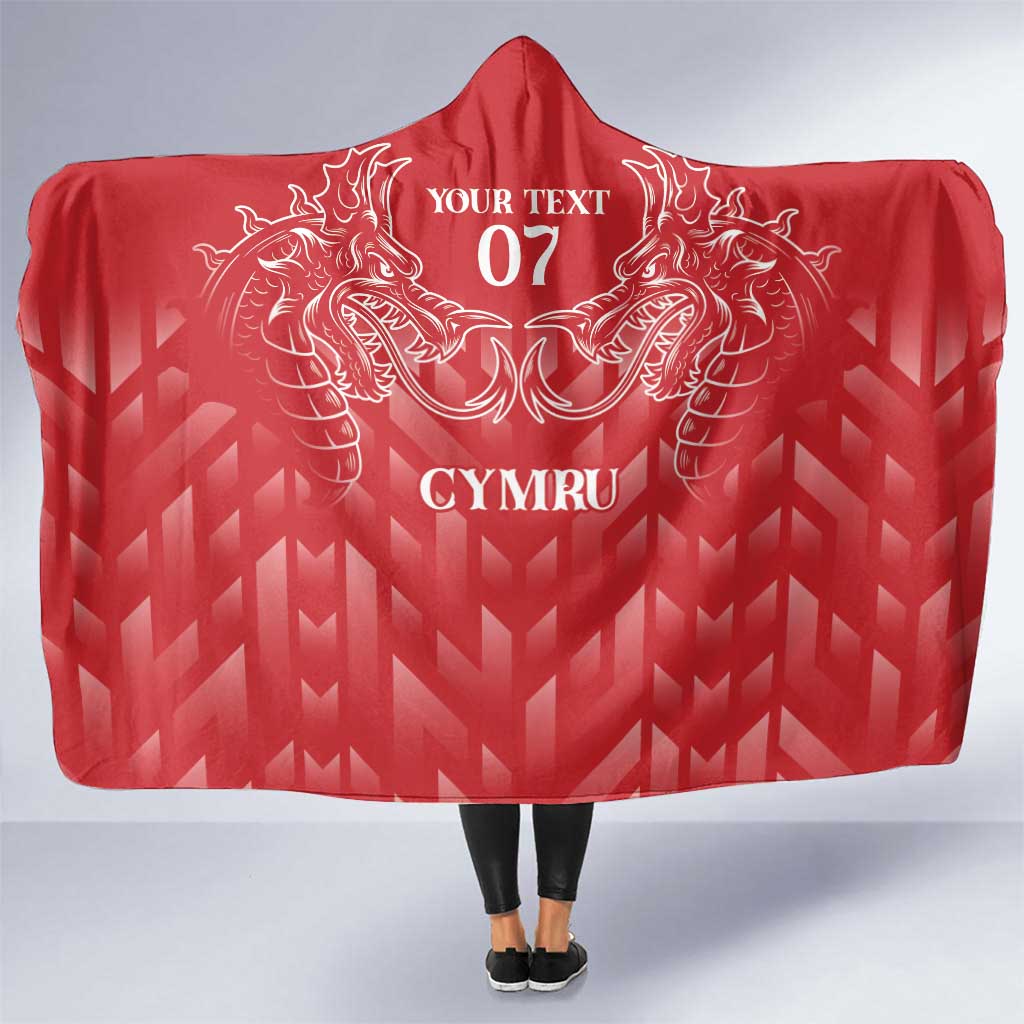 Wales Rugby Personalised Hooded Blanket Heraldic Dragon Basic Red - Wonder Print Shop