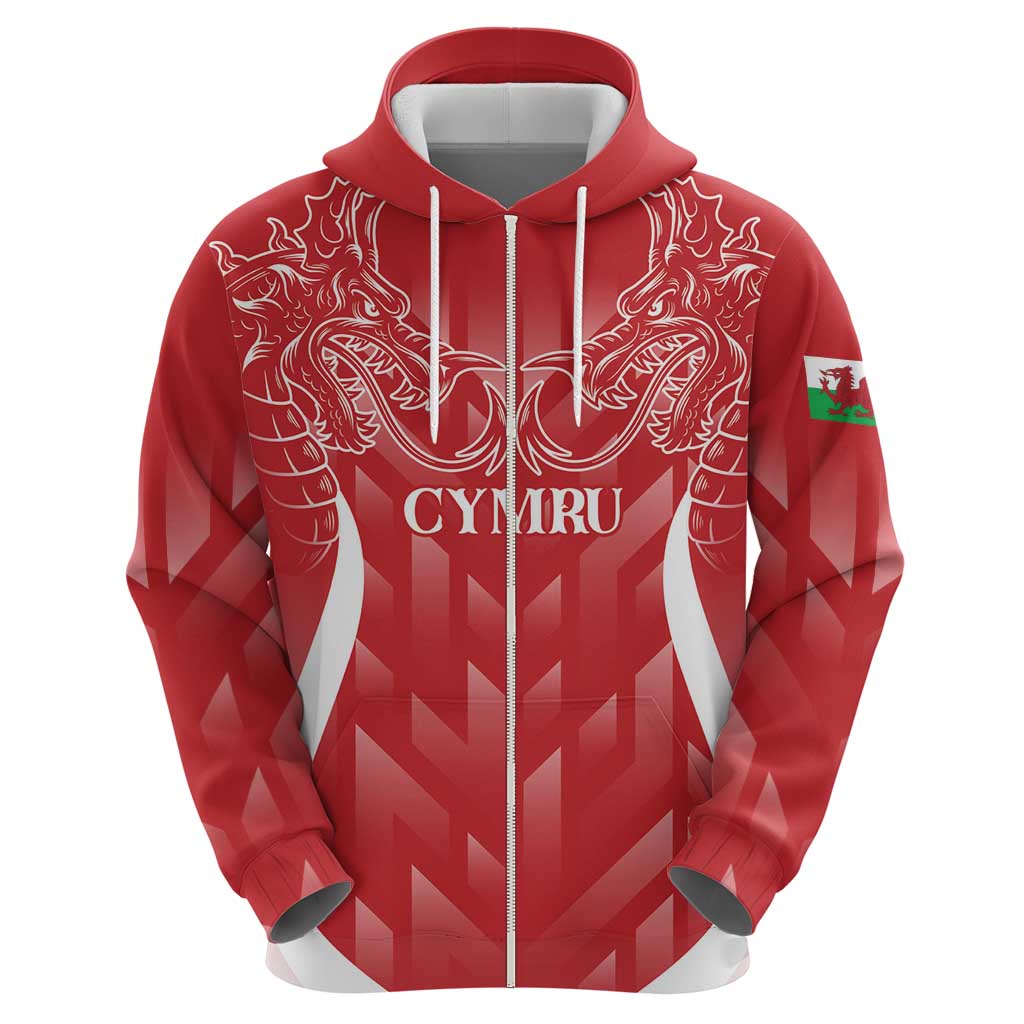 Wales Rugby Personalised Hoodie Heraldic Dragon Basic Red - Wonder Print Shop