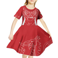 Wales Rugby Personalised Kid Short Sleeve Dress Heraldic Dragon Basic Red - Wonder Print Shop