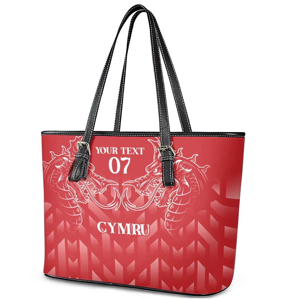 Wales Rugby Personalised Leather Tote Bag Heraldic Dragon Basic Red