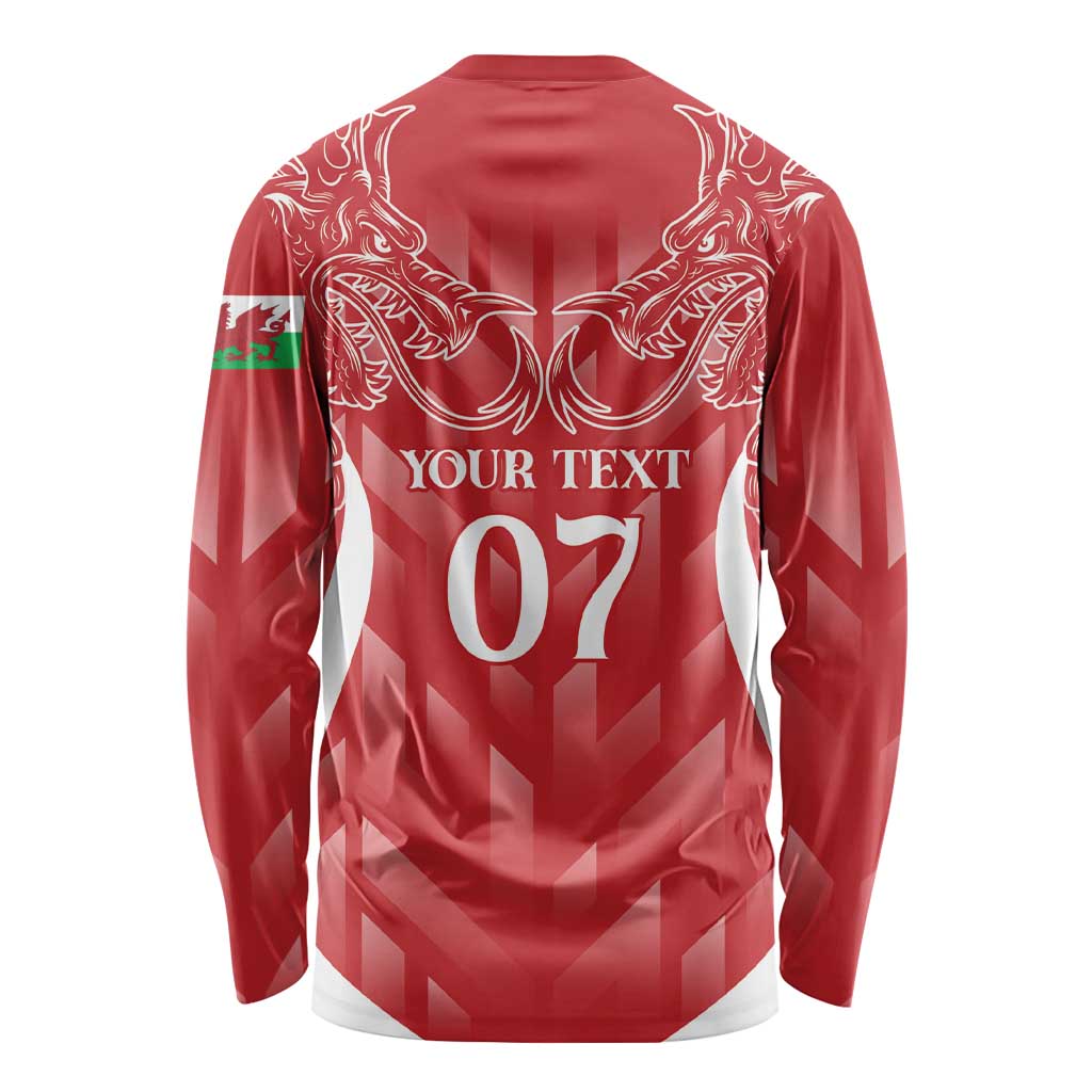 Wales Rugby Personalised Long Sleeve Shirt Heraldic Dragon Basic Red - Wonder Print Shop
