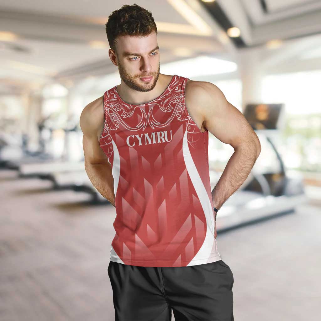 Wales Rugby Personalised Men Tank Top Heraldic Dragon Basic Red - Wonder Print Shop