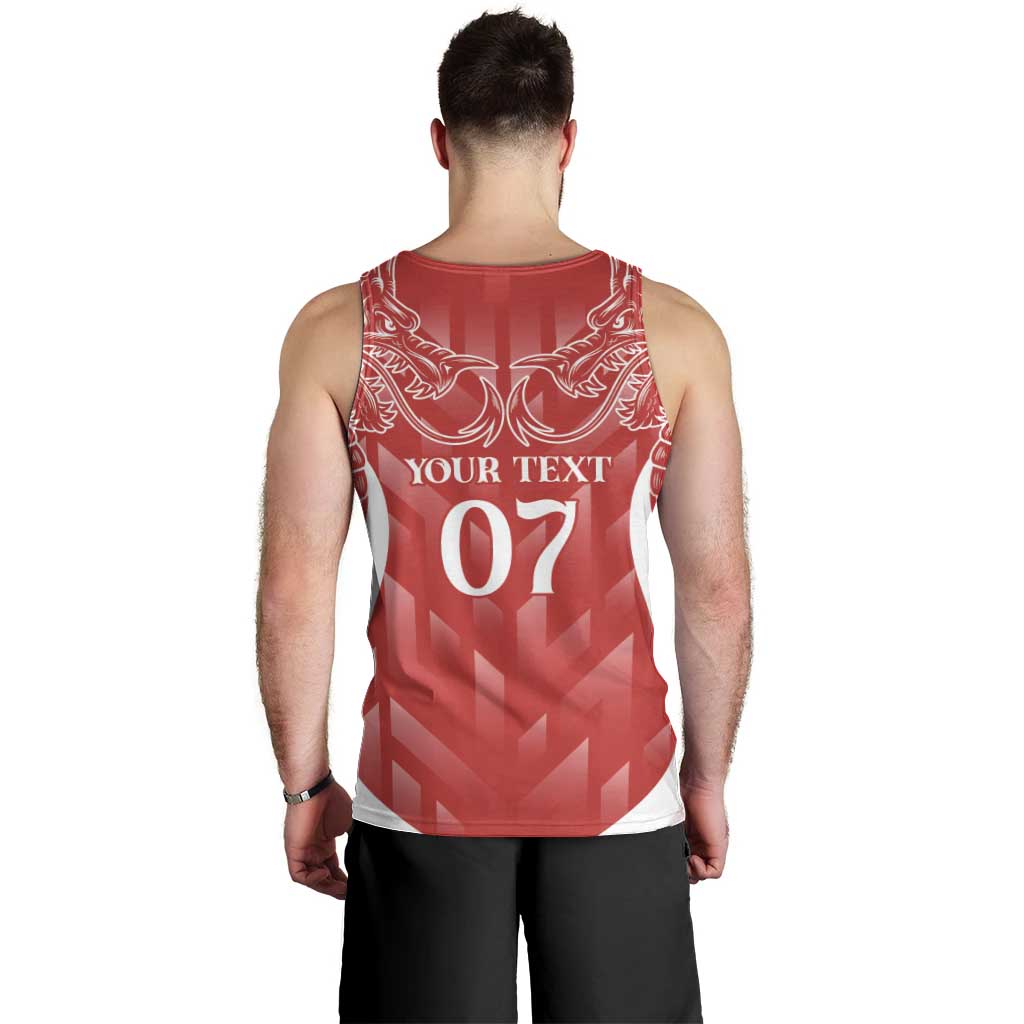 Wales Rugby Personalised Men Tank Top Heraldic Dragon Basic Red - Wonder Print Shop