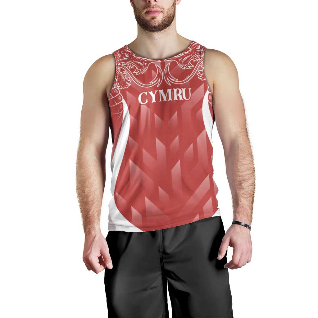 Wales Rugby Personalised Men Tank Top Heraldic Dragon Basic Red - Wonder Print Shop