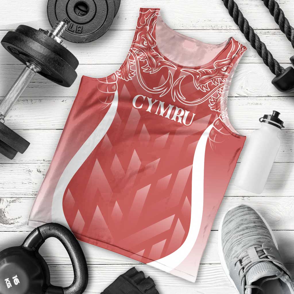Wales Rugby Personalised Men Tank Top Heraldic Dragon Basic Red - Wonder Print Shop