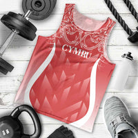 Wales Rugby Personalised Men Tank Top Heraldic Dragon Basic Red - Wonder Print Shop