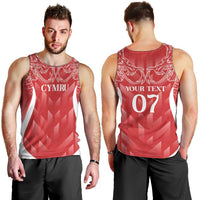 Wales Rugby Personalised Men Tank Top Heraldic Dragon Basic Red - Wonder Print Shop