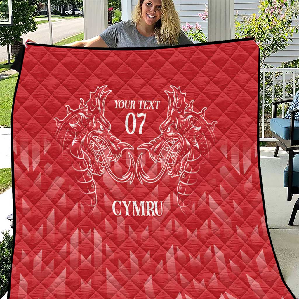 Wales Rugby Personalised Quilt Heraldic Dragon Basic Red - Wonder Print Shop