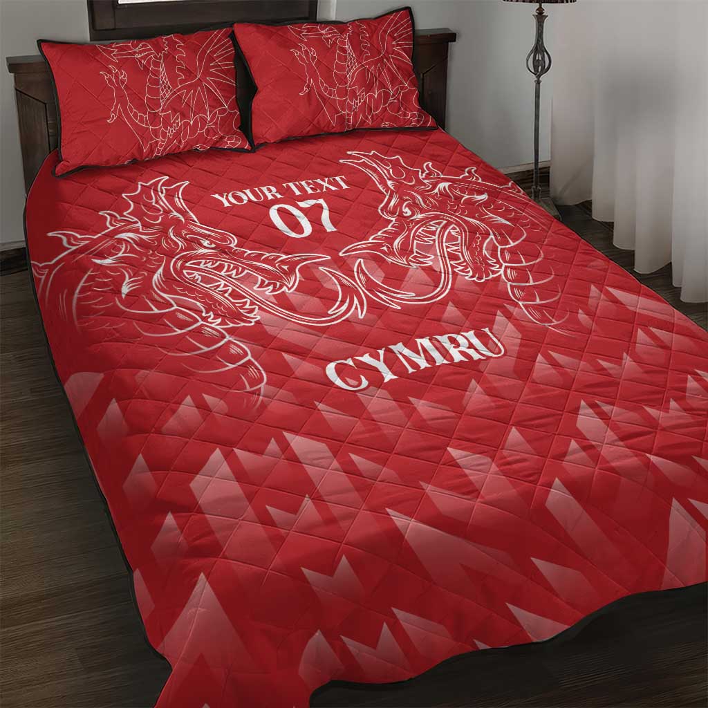 Wales Rugby Personalised Quilt Bed Set Heraldic Dragon Basic Red - Wonder Print Shop