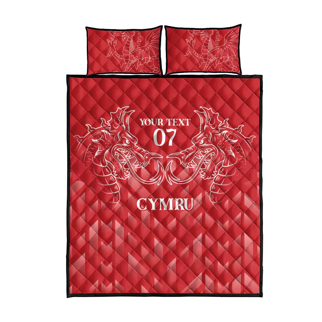 Wales Rugby Personalised Quilt Bed Set Heraldic Dragon Basic Red - Wonder Print Shop