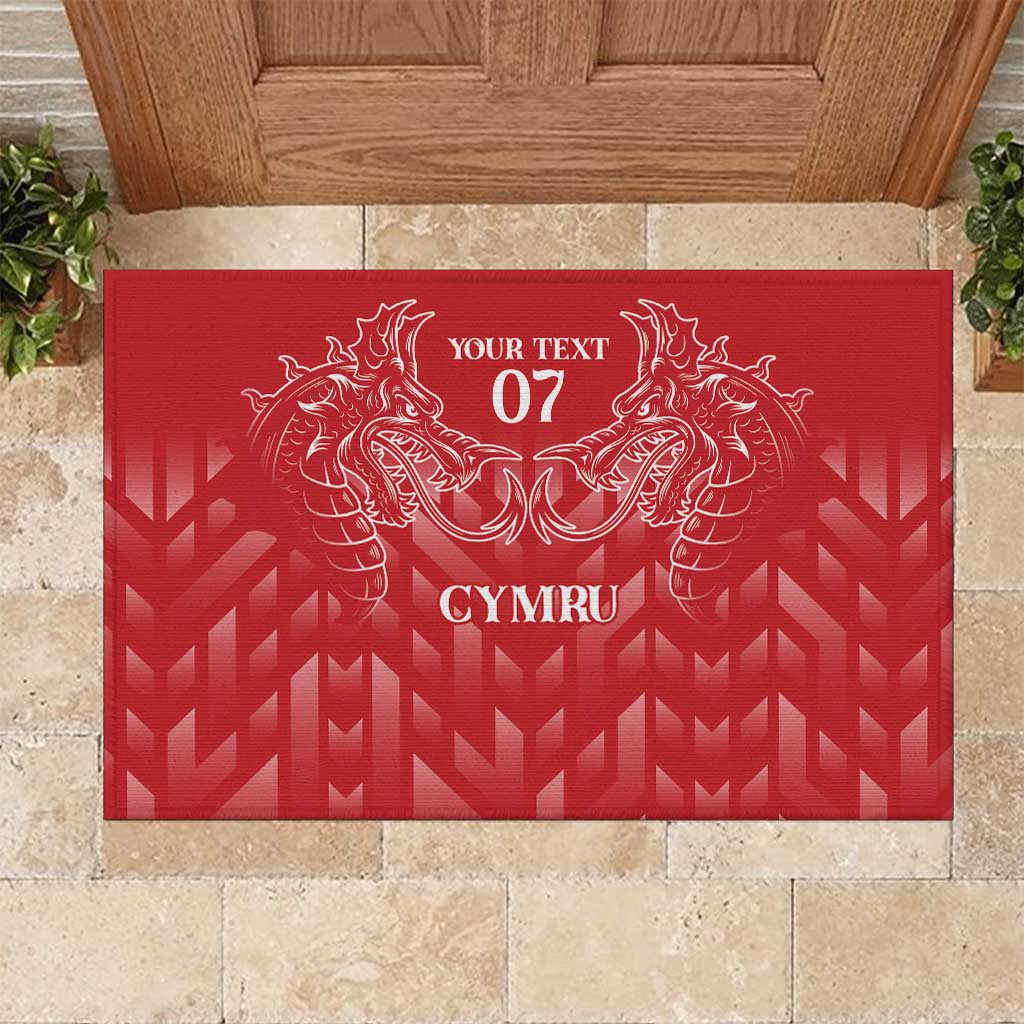 Wales Rugby Personalised Rubber Doormat Heraldic Dragon Basic Red - Wonder Print Shop