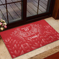 Wales Rugby Personalised Rubber Doormat Heraldic Dragon Basic Red - Wonder Print Shop