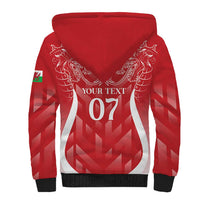 Wales Rugby Personalised Sherpa Hoodie Heraldic Dragon Basic Red - Wonder Print Shop