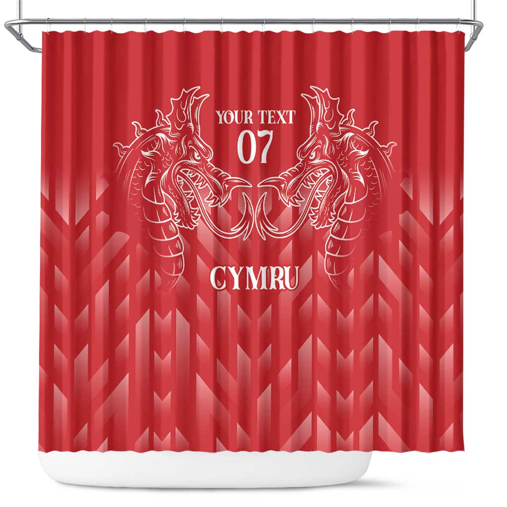 Wales Rugby Personalised Shower Curtain Heraldic Dragon Basic Red - Wonder Print Shop