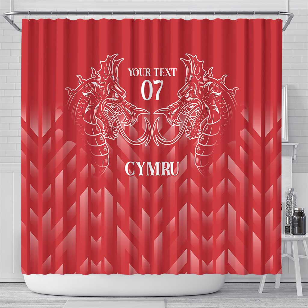 Wales Rugby Personalised Shower Curtain Heraldic Dragon Basic Red - Wonder Print Shop