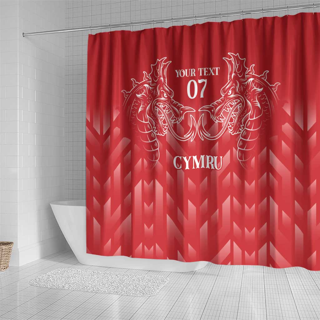 Wales Rugby Personalised Shower Curtain Heraldic Dragon Basic Red - Wonder Print Shop