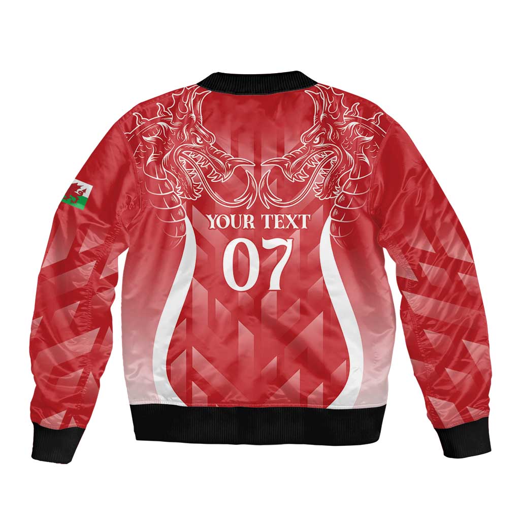 Wales Rugby Personalised Sleeve Zip Bomber Jacket Heraldic Dragon Basic Red - Wonder Print Shop