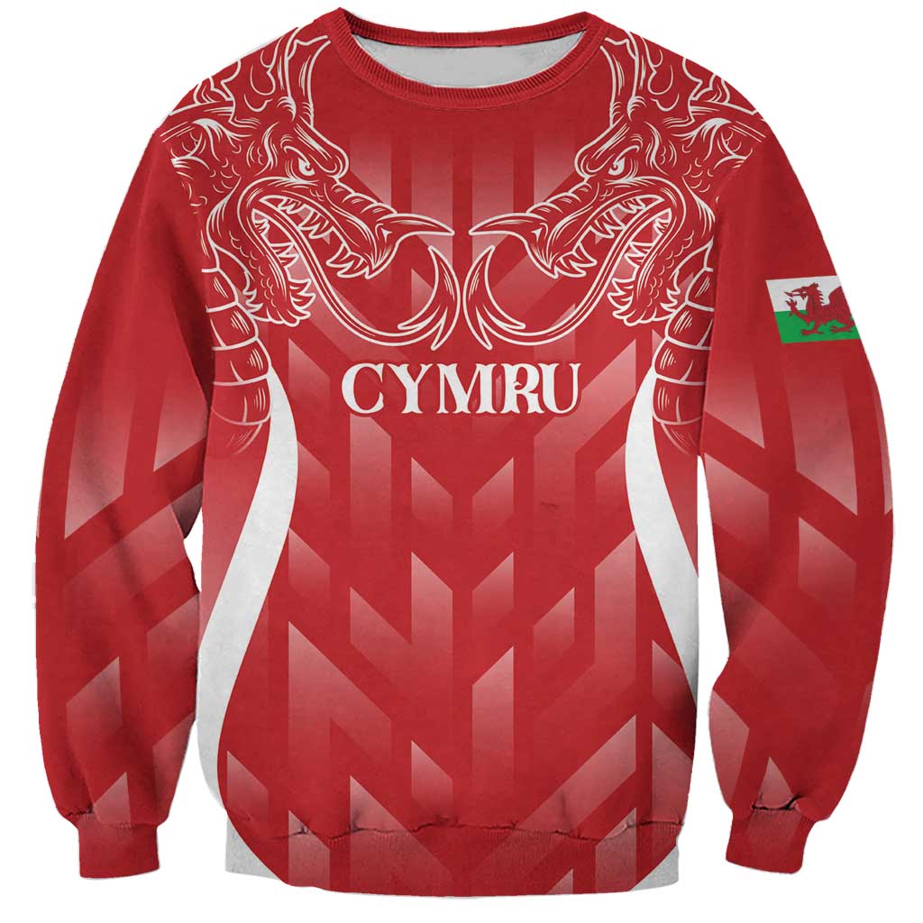 Wales Rugby Personalised Sweatshirt Heraldic Dragon Basic Red - Wonder Print Shop