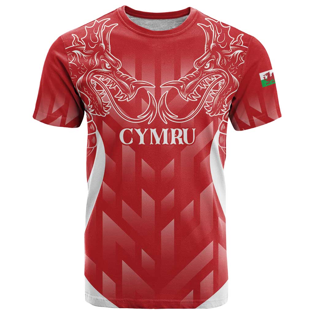 Wales Rugby Personalised T Shirt Heraldic Dragon Basic Red - Wonder Print Shop
